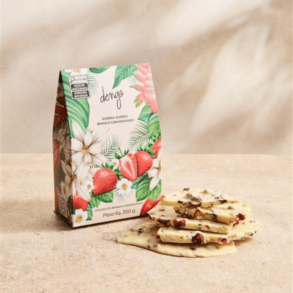 Chocolate Quebra-Quebra Branco com Morango | 200g